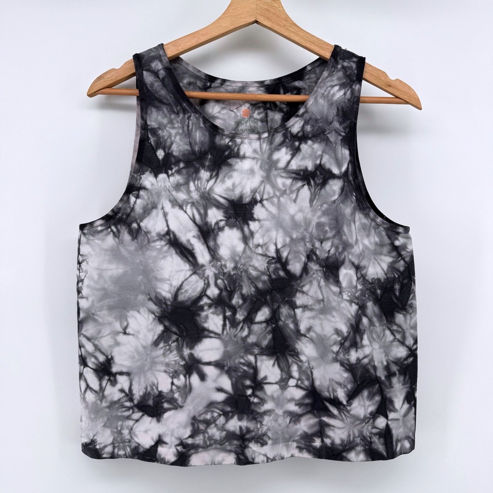 Tangerine Womens XXL‎ Tie Dye Tank Top Black White Activewear Sleeveless Stretch